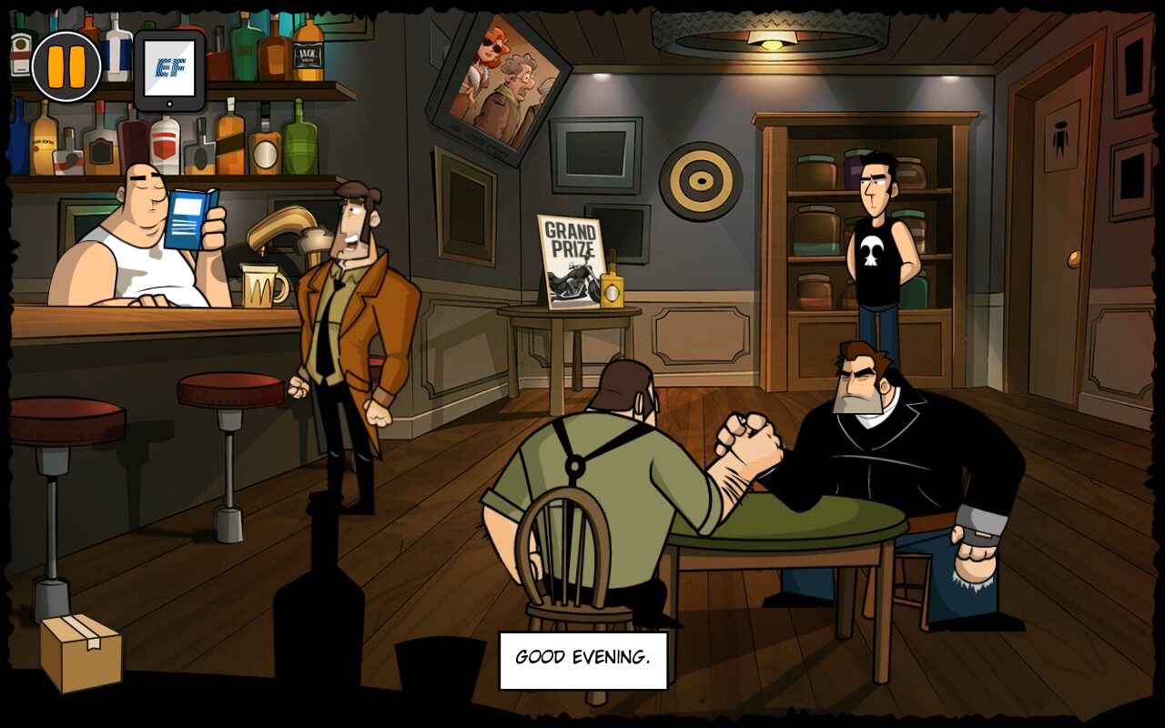 The bar, with an arm-wrestling match